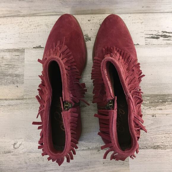 Naughty Monkey Red Fringe Heeled Boots - Picture 5 of 10